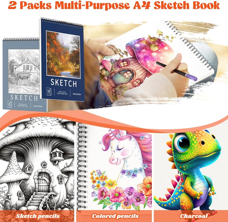 Hapikalor 156-Pack Art Kit Drawing Set with 2 Sketch Book, Crayons, Colored Pencils, Arts and Crafts Art Supplies for Girls Boys Ages 6-8 9-12 13 14 Year Old - Image 4